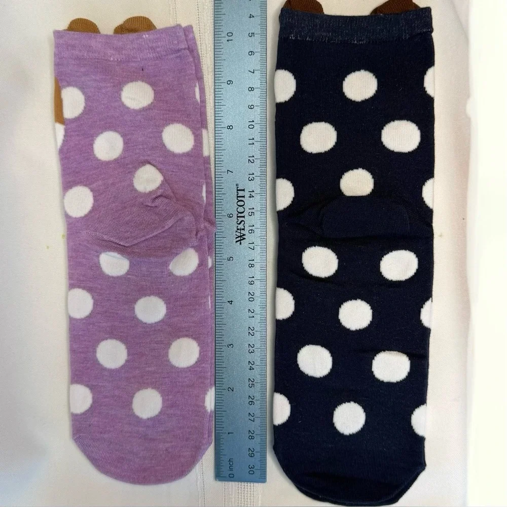 Cute Puppy Face Print Socks Set‎ Polka Dots NWOT